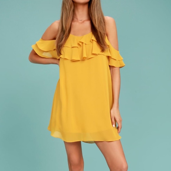 Lulus Dresses & Skirts - Lulu’s Impress the Best Yellow Off Shoulder Dress